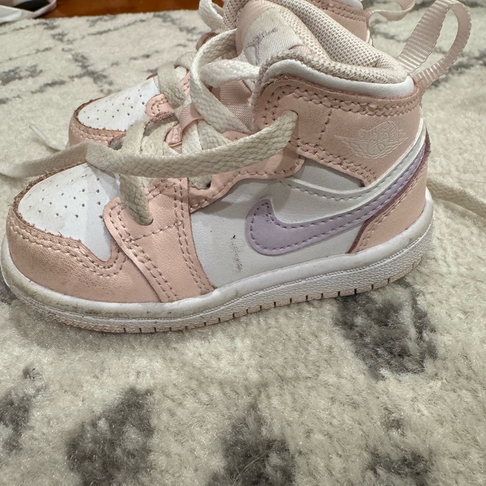 Nike Kids Pink and White High-Top Sneakers